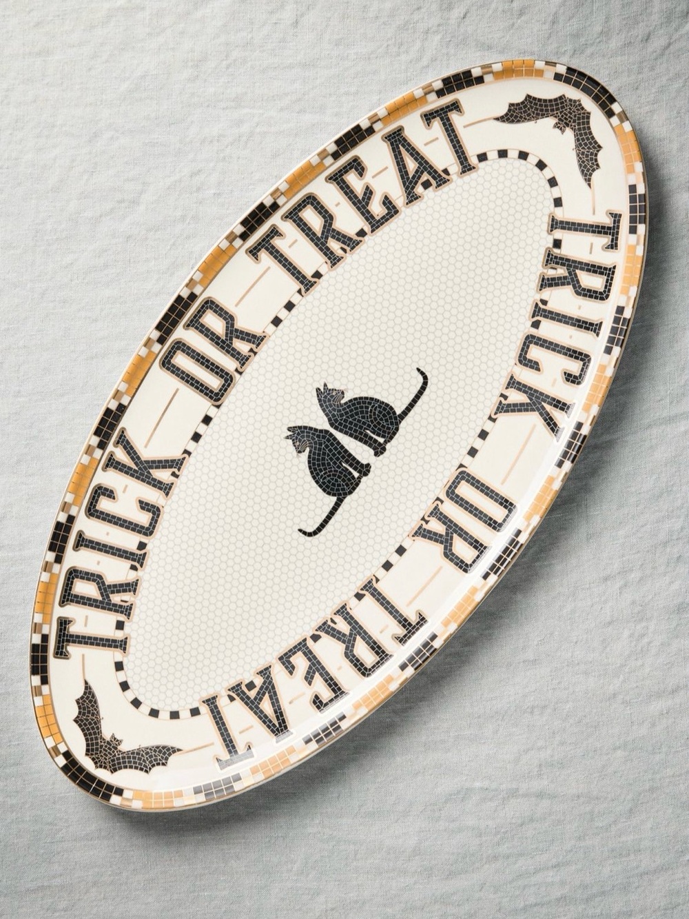 ❤️ ANTHROPOLOGIE BISTRO TILE HALLOWEEN SERVING PLATTER NEW